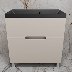 Style Line Тумба с кварцевой раковиной антрацит Матис 80 крем – фотография-2